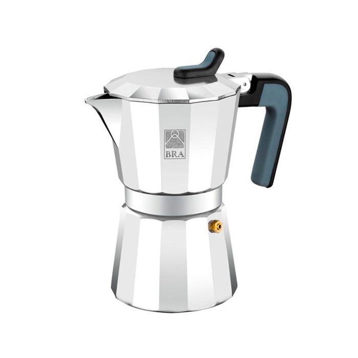 Cafetière - BRA - Deluxe2 - Aluminium 9 tasses - Moka (cafetière à pression) - Compatible gaz/vitrocéramique/électrique Cafetière - BRA - Deluxe2 - Aluminium 9 tasses - Moka (cafetière à pression) - Compatible gaz/vitrocéramique/électrique