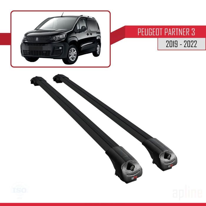 Pour Peugeot Partner 2019-2023 Barres de Toit ACE-1 Railing Porte-Bagages de voiture NOIR