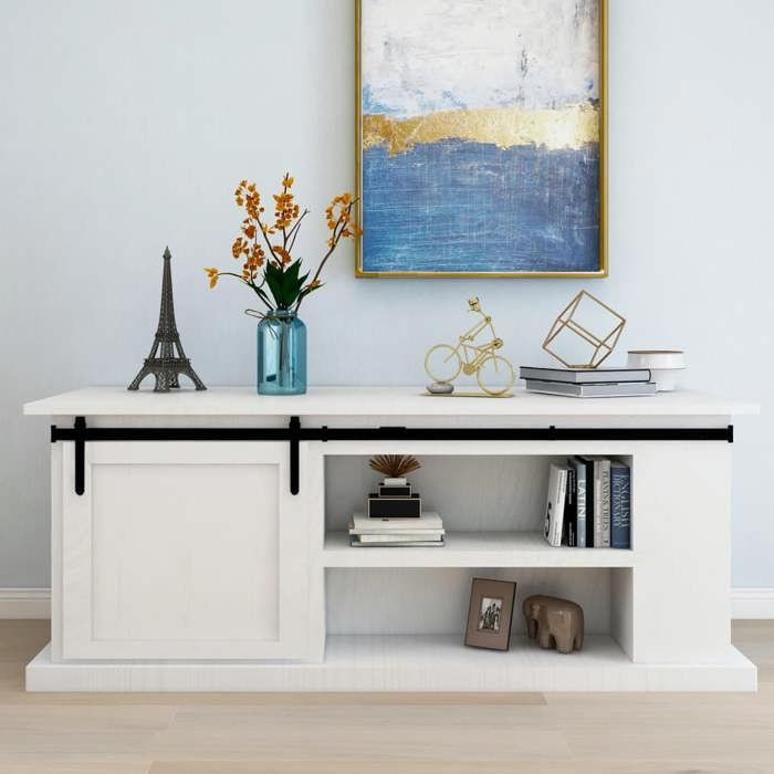Kit de porte darmoire coulissante - vidaXL - 183 cm - Acier au carbone - Noir - Coulissante à gauche