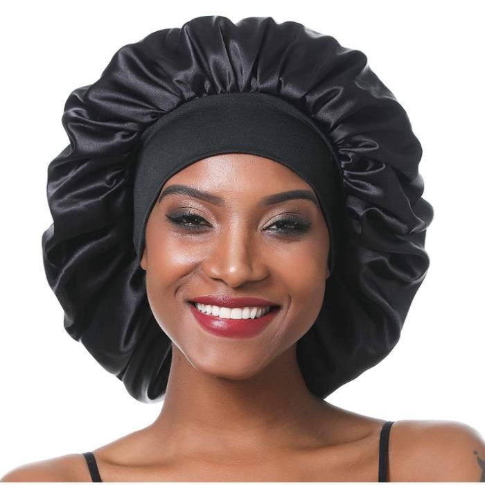 Chapeau de Nuit - Nouveau Noir - Bonnet en Satin - Hypoallergénique - Taille Unique - Protection Cheveux