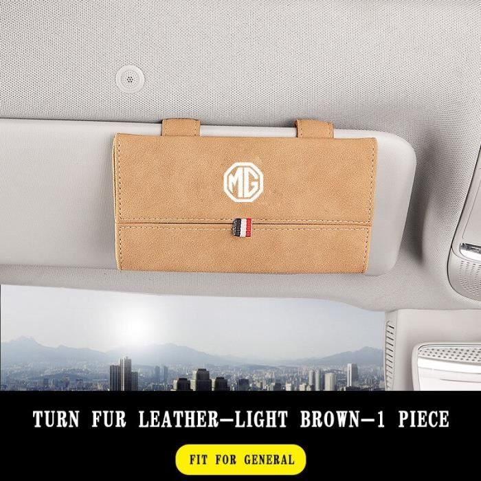 Porte-Lunettes Voiture Cuir Pare-Soleil - Étui Lunettes Avec Clips Et Rangement Noir