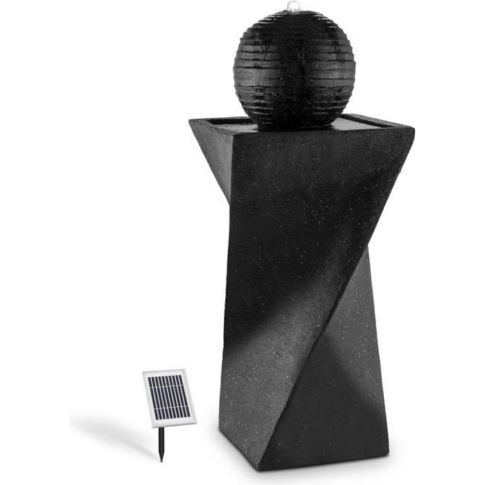 Blumfeldt Fontaine solaire (socle basalte, lumière LED à énergie solaire, batterie, panneau 2W, surface photovoltaïque 300cm²)