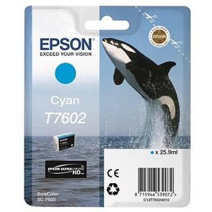 EPSON Cartouche dencre T7602 Cyan - Orque (C13T76024010)