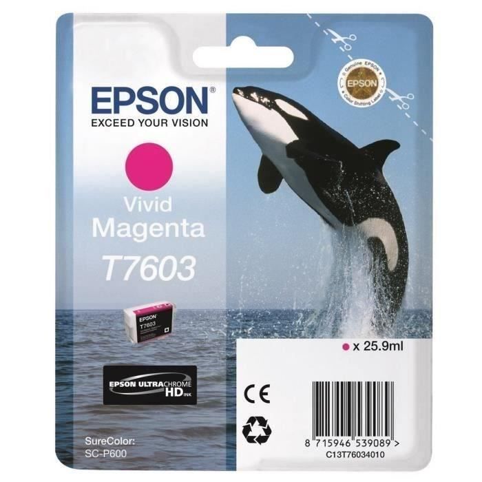 Cartouche d'encre EPSON T7603 Magenta vif - Orque - Ultra Chrome HD Vivid - 25.9ml - Surecolor SC-P600