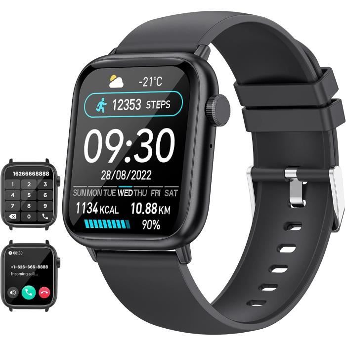 Montre Connectée Unisexe Avec Appels Bluetooth - Écran HD 1.85" Smartwatch IP68 Étanche, 140+ Modes Sportifs, Podomètre, Cardiofréquencemètre & Suivi Sommeil Pour Android/iOS