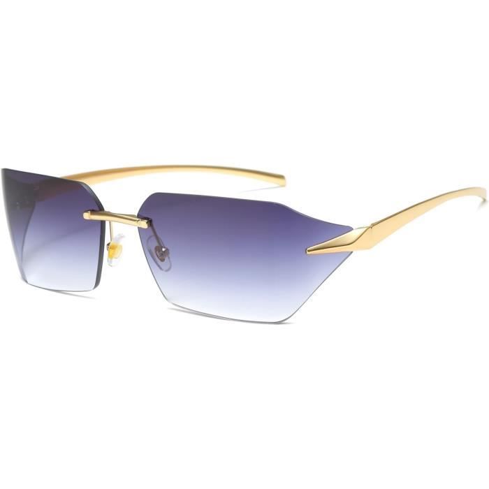 Lunettes De Soleil Vintage LJCZKA Sans Monture - Verres Rectangulaires 57mm Avec Branches Bois