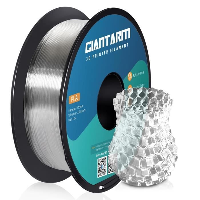 Transparent PLA Filament 1.75mm, Imprimante 3D Filament PLA 1kg Bobine ...