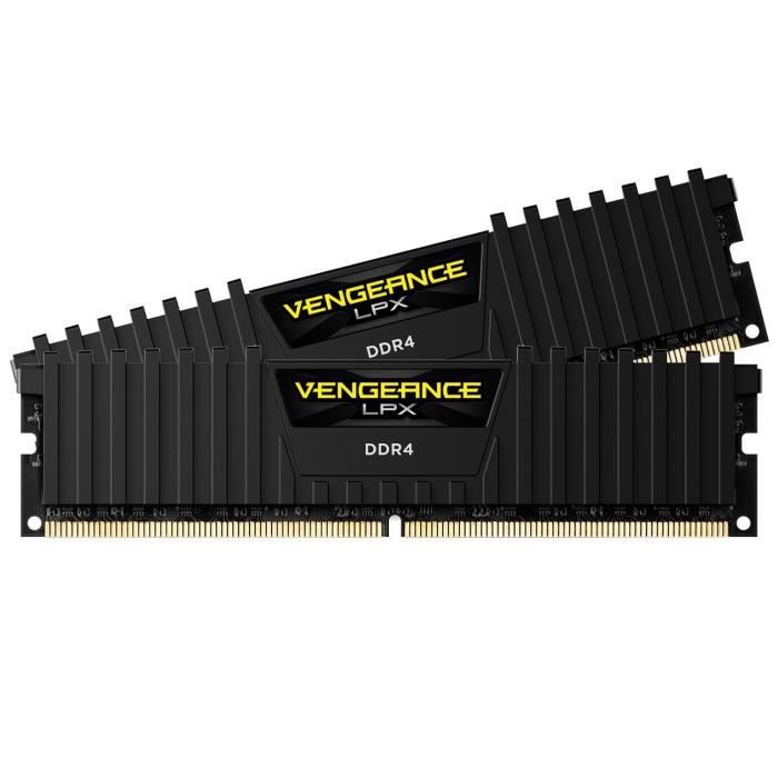 Mémoire RAM – CORSAIR – Vengeance LPX DDR4 – 16GB 2x8GB DIMM – 3000 MHz  – CAS 15 – 1.35V – Noir (CMK16GX4M2B3000C)