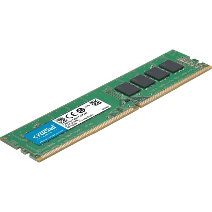 Top achat Memoire PC Mémoire CRUCIAL 8GB DDR4 2666 MT/s (PC4-21300) CL19 SR x8 Unbuffered DIMM 288pin (CT8G4DFS8266) pas cher