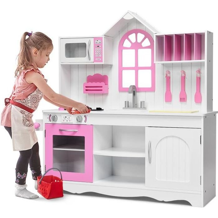 Cuisine Enfant en Bois Extérieure - DREAMADE - Auvent - Tableau Noir
