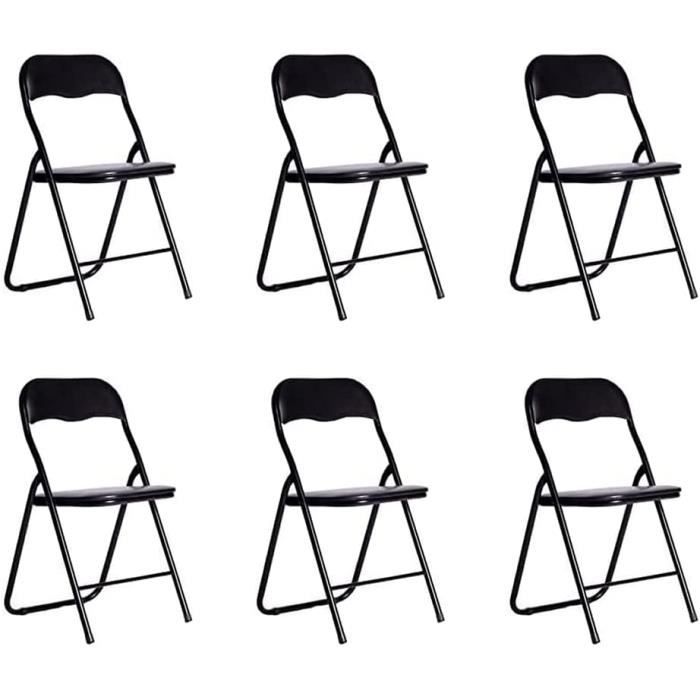lot de 6 chaises pliantes en métal rembourrée noire
