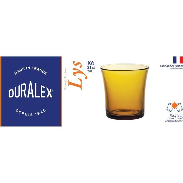 DURALEX - Lys Vermeil - Gobelet 21 cl - verre trempé