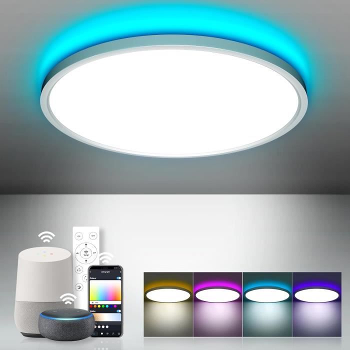 Plafonnier LED Dimmable YiLaie 24W RGB - 2700lm, Télécommande, IP44, Ø30cm