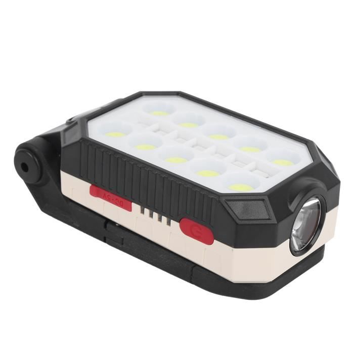 Lampe de travail COB rechargeable noire avec support magnétique pour atelier Lampe de travail COB rechargeable noire avec support magnétique pour atelier