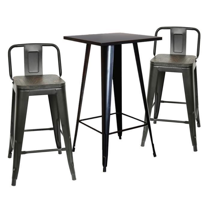 Tabourets Hauts, Lot De 4,cadre En Acier, Hauteur 65 Cm, Style Industriel, Marron Rustique | Leroy Merlin