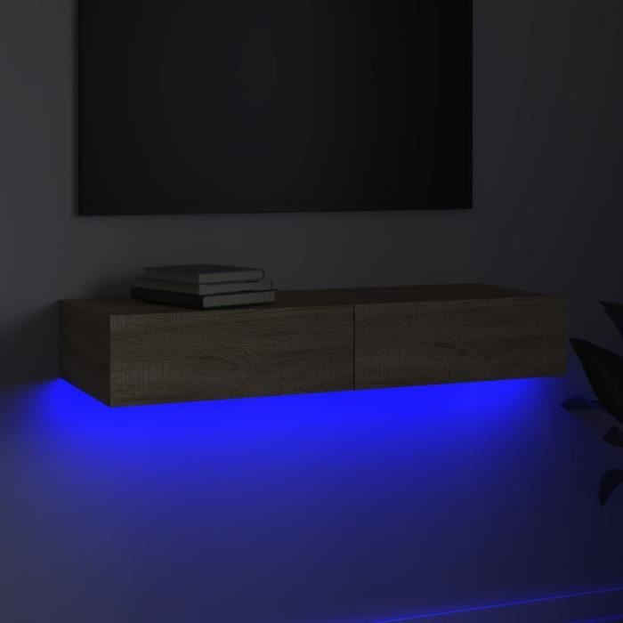 Mobile TV sospeso con Luci LED Rovere Sonoma 60x35x41 cm CFW88244