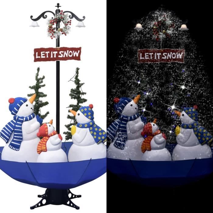 MONSEUL Arbre de Noël neigeux avec base de parapluie Bleu 170 cm PVC