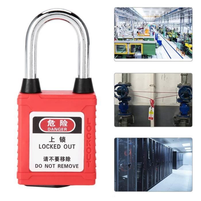 BOZZYS Lot de 10 cadenas Loto, anse en acier de 38 mm, cylindre en alliage de zinc, corps en plastique avec codage laser personnalisé (BD G01KD 10PCS Rouge, clés différentes 2 clés par serrure BOZZYS Lot de 10 cadenas Loto, anse en acier de 38 mm, cylindre en alliage de zinc, corps en plastique avec codage laser personnalisé (BD G01KD 10PCS Rouge, clés différentes 2 clés par serrure