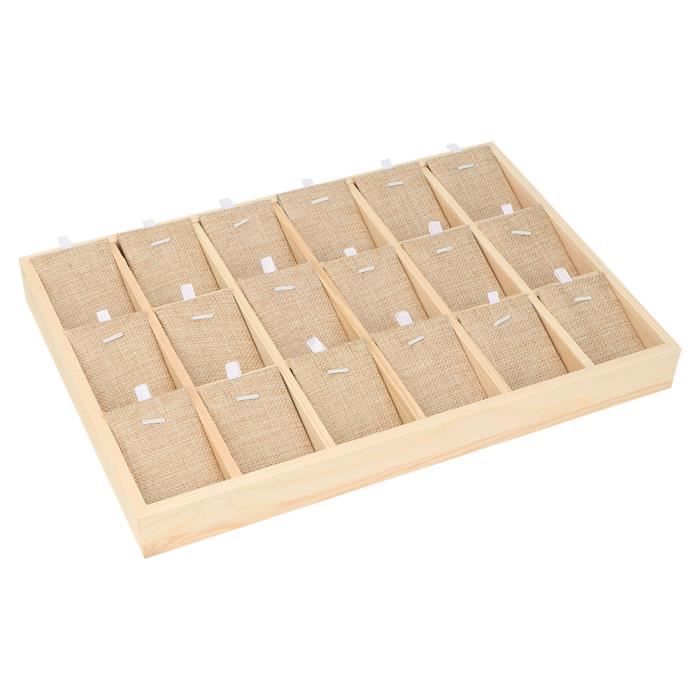 Présentoir à Colliers En Bois Vert Foncé Avec Velours - Plateau Bijoux 15,5x21x4,7 Cm - Pour Vitrine, Commerce à Domicile, Cadeau