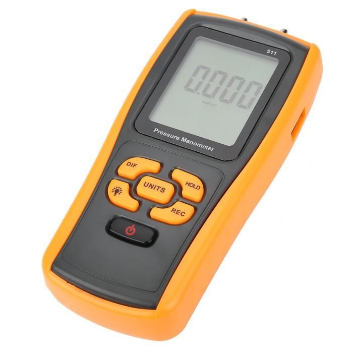 Manomètre Différentiel Numérique Kethvoz KE-189A - Mesure Pression Gaz, 13,79kPa, 11 Unités, écran LCD