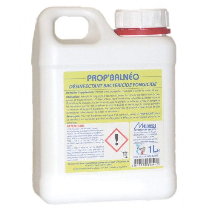 Désinfectant/Bactéricide et Fongicide pour Balnéo - GEB - 1 Litre - Nettoyage des Conduites de Balnéo