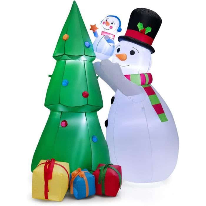 GOPLUS 1,8M Bonhomme de Neige Gonflable de Noël de 1,8M, avec Sapin de