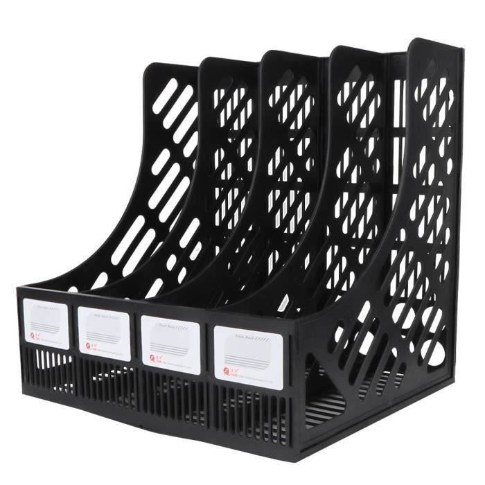 Porte-revues Transparent à 4 Compartiments + Pochette A4 - Rangement Bureau, Maison, école