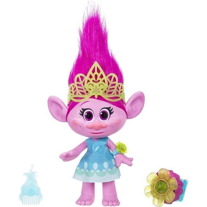 Poupée TROLLS - HASBRO - Poppy Chantante - Cheveux Illuminés - Accessoires Inclus