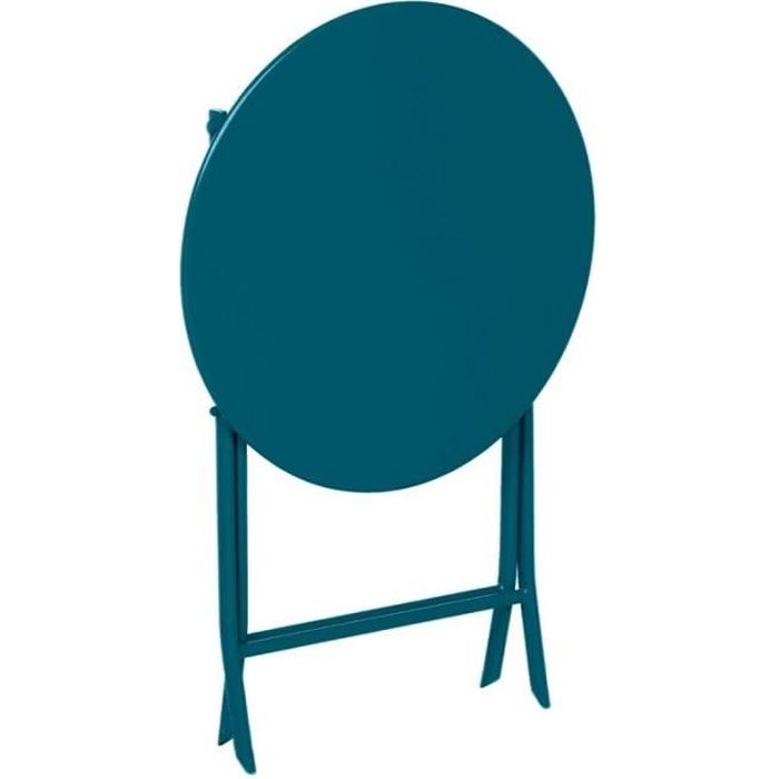 table de jardin ronde greensboro ø 60 cm bleu canard - hespéride - pliant - métal - contemporain