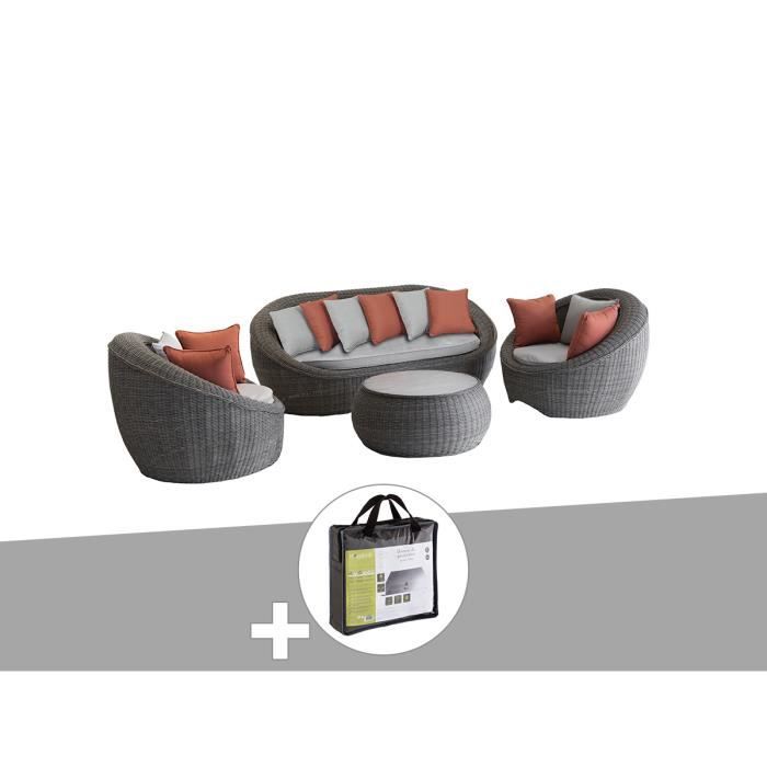 Salon De Jardin Resine Tressee Betong Avec Housse De Protection