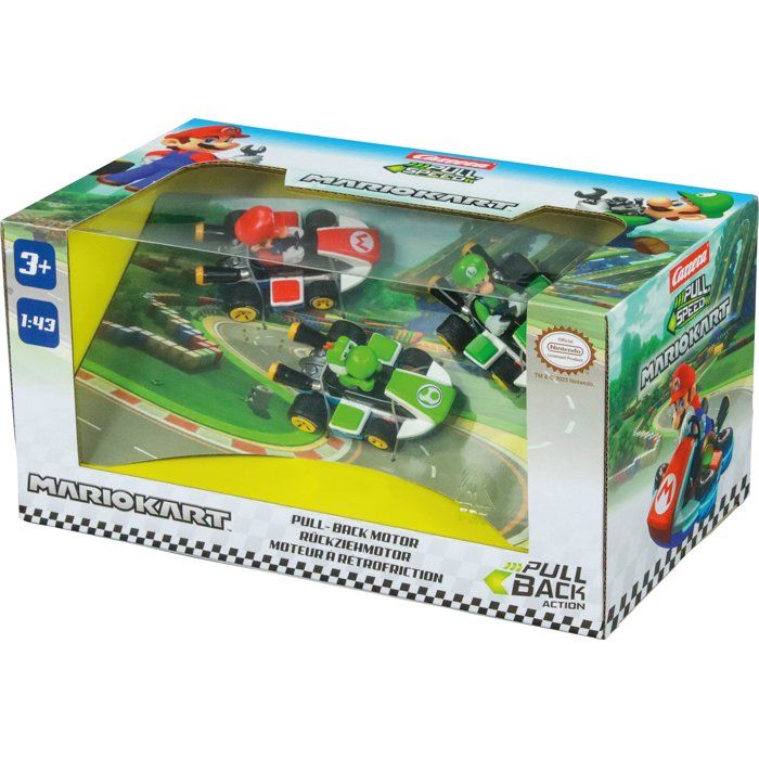 Pack de 3 voitures à rétofriction - CARRERA Pull & Speed - Mario Kart™ - Échelle 1:43 - Dès 3 ans Pack de 3 voitures à rétofriction - CARRERA Pull & Speed - Mario Kart™ - Échelle 1:43 - Dès 3 ans