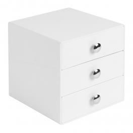 Boîte de rangement 3 tiroirs - Blanc - Mini com - Cdiscount Maison
