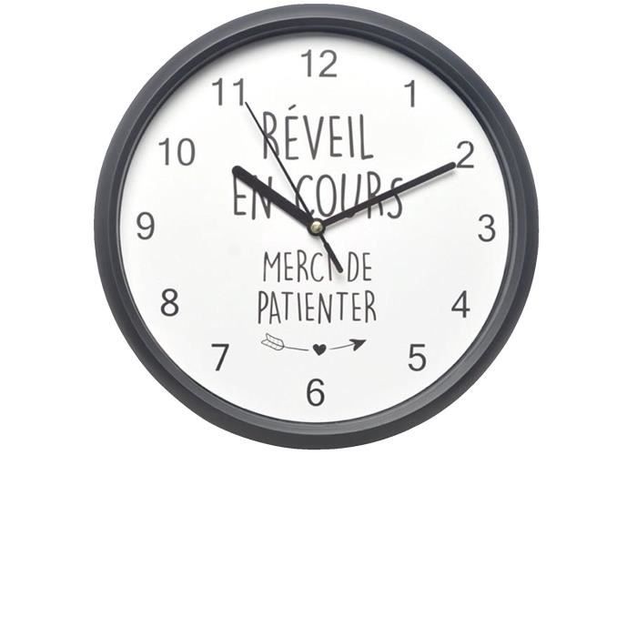 Horloge Pendule Murale Silencieuse Citation Reveil En Cours Merci De Patienter Diametre 24 Cm Cdiscount Maison