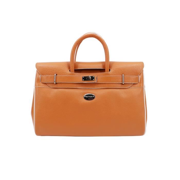 Sac a main Mac Douglas Pyla Bunis S cuir de buffle finition nickel Ambre Cdiscount Bagagerie Maroquinerie