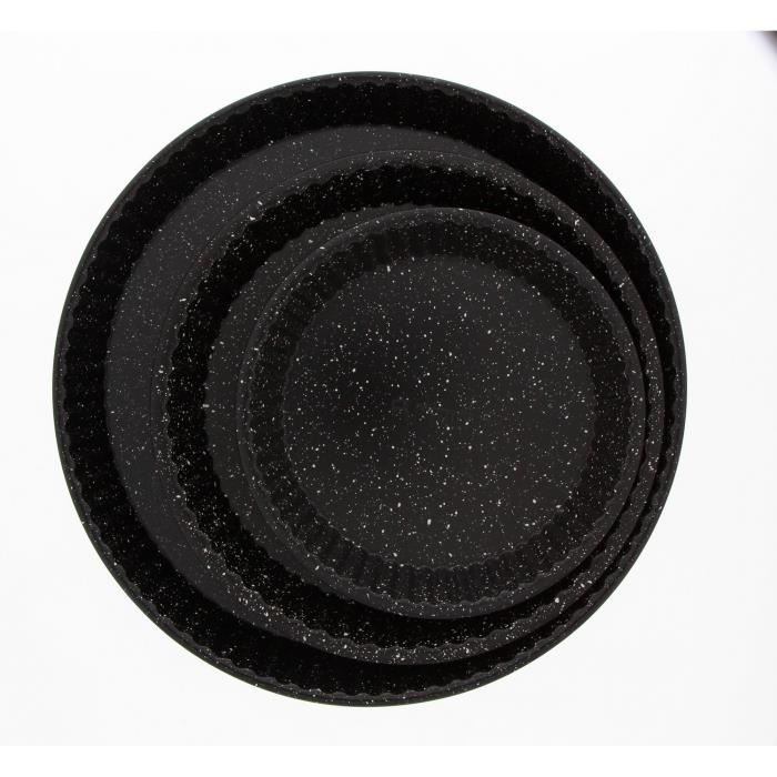 Lot de 3 moules à tarte 20, 25 et 31 cm revêtement Façon pierre