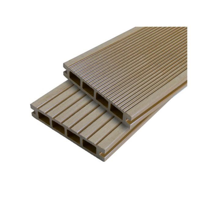 Lame terrasse bois composite alvéolaire Dual - MCCOVER - Beige clair - 360cm x 14cm x 25mm