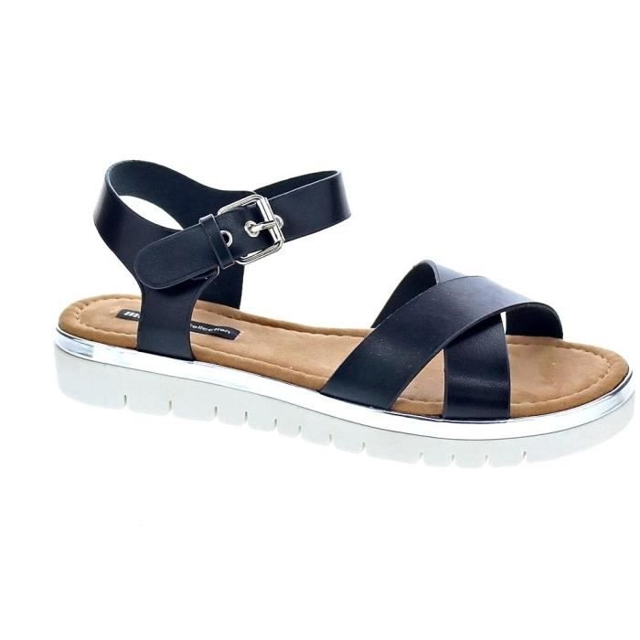 Sandales - Mustang 57595 Femme Noir Noir - Cdiscount