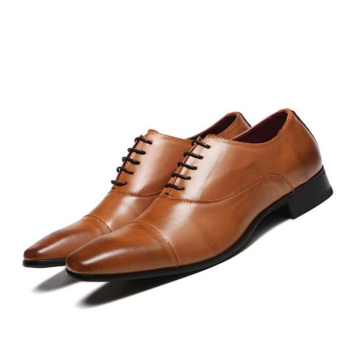 Chaussure Richelieu Homme en Cuir Marron Doublure en Cuir et Tissu Semelle Antiderapante Marron Cdiscount Chaussures