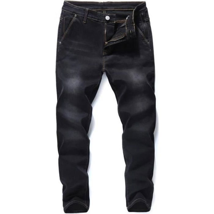 Pantalon Jeans Homme Stretch Droit Grande Taille ZEWOW Noir