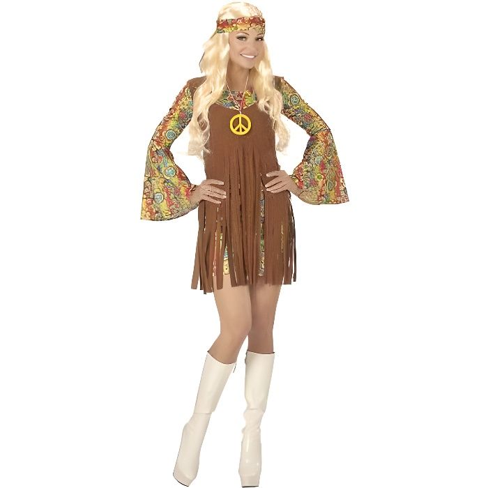 Déguisement Hippie Paix femme - WIDMANN - XL - Multicolore - Collier et ruban cheveux inclus