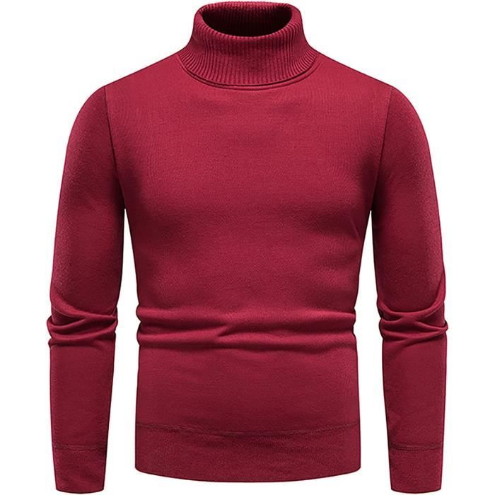 Pull Col Roule Homme Automne Hiver Casual Slim Fit Tricot Couleur Uni Homme Hiver Vintage Doux Pas Cher Noel Homme Rouge Cdiscount Pret a Porter