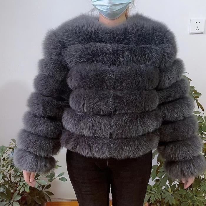 Manteau de fourrure v ritable veste d hiver femmes naturel grand