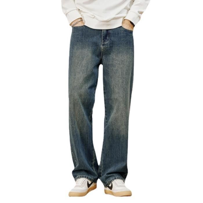 Jeans en coton pour hommes, jeans grande taille, décontracté, quotidien, rétro, mode, jeans grande taille, vêtements 8XL, bleu, 3XL