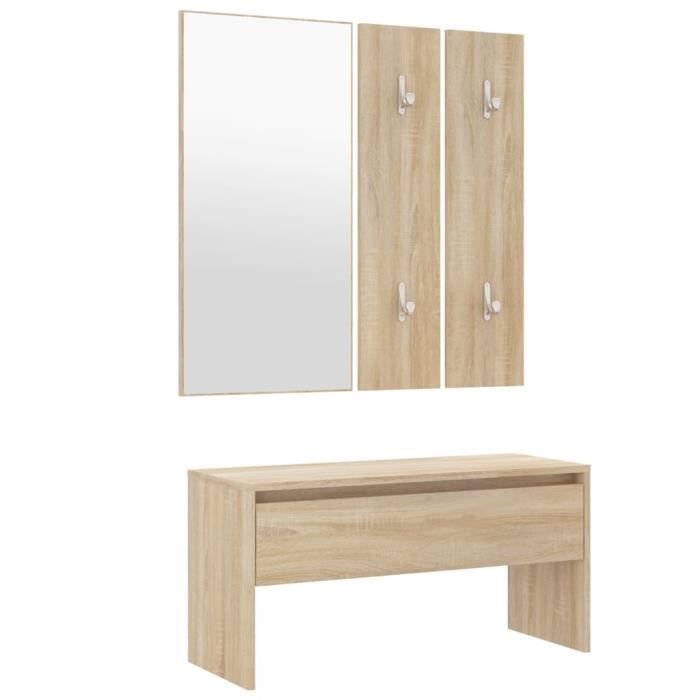 omabeta bancs coffres - ensemble de meubles de couloir chêne sonoma bois d'ingénierie - meubles haut de gamme - m09885