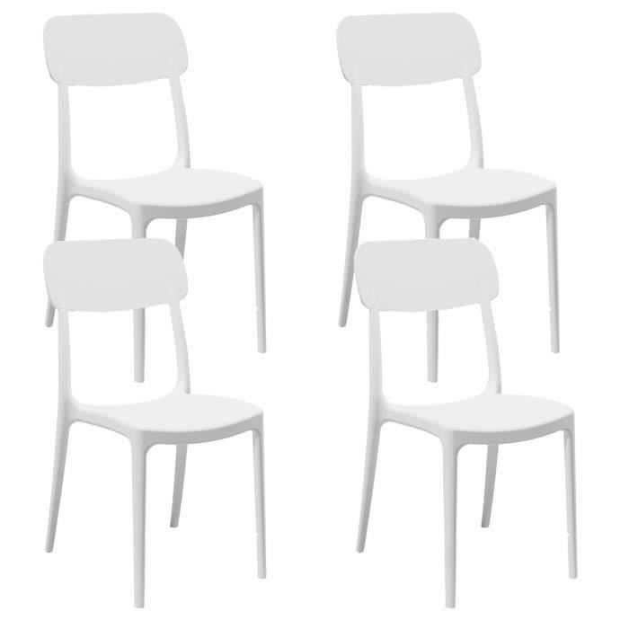 Chaise de jardin CALIPSO ARETA - Blanc - Lot de 4 - 53 x 46 x H 88 cm - Résine de synthèse