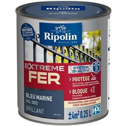 RIPOLIN Peinture pour Fer Extérieur - Bleu Marine Brillant, 0,25L - Achat /  Vente peinture - vernis Peinture Bleu marine 0,25 L - Cdiscount