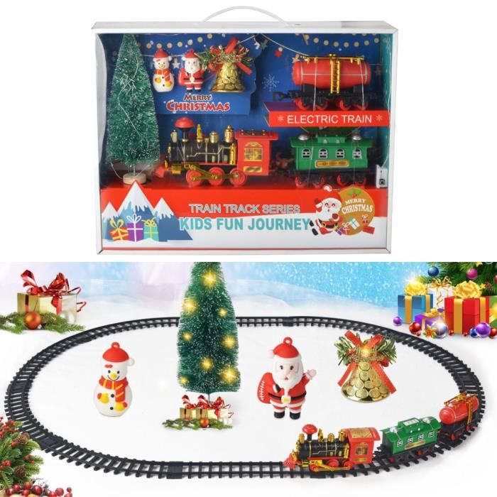 Train électrique De Noël - 22 Pièces Avec Rails, Lumières Et Sons - Déco De Table Ou Sous Le Sapin