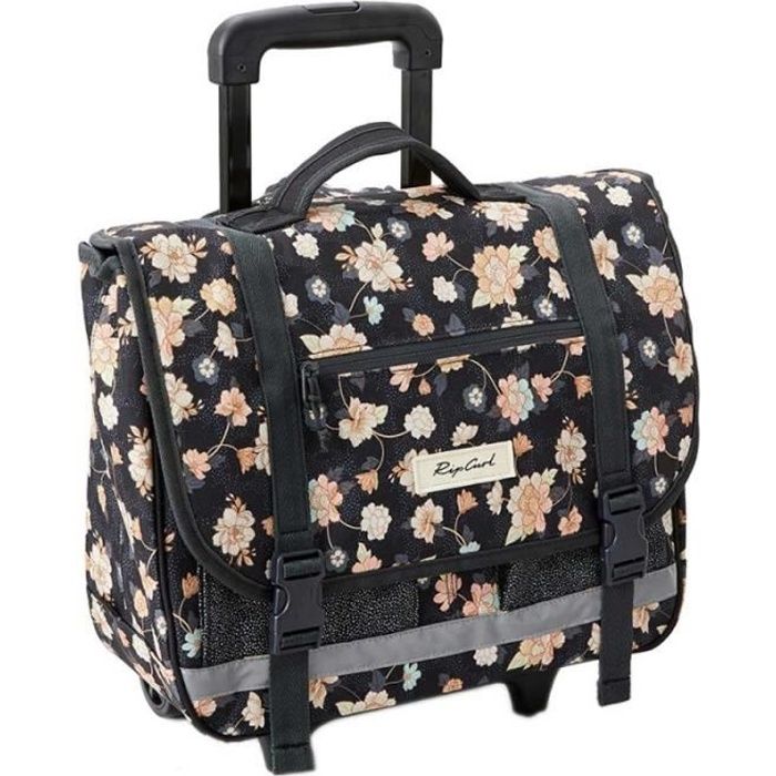 Cartable roulettes RIP CURL 38cm imprim fleuri washed black