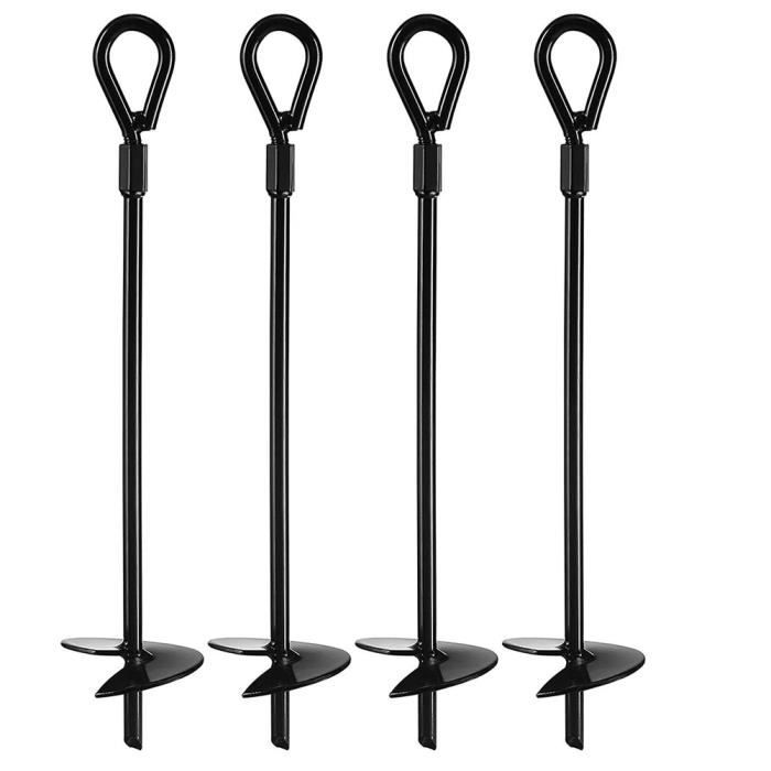 Lot De 4 Ancrages Au Sol En Spirale Taoxee – Piquets Robustes Avec Douille 14 Mm Pour Trampoline, Tente, Auvent, Balançoire – Anti-rouille