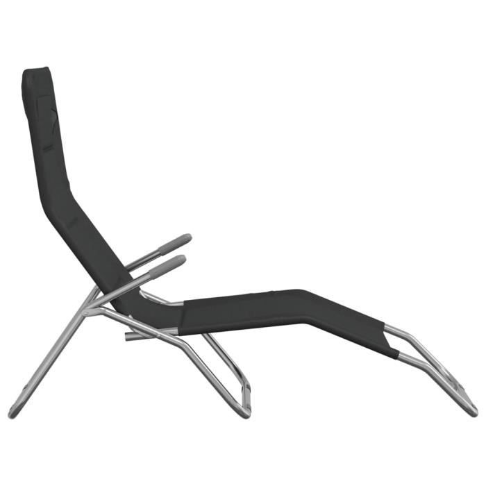 Chaises pliables de jardin 2 pcs aluminium et textilène noir - Conforama